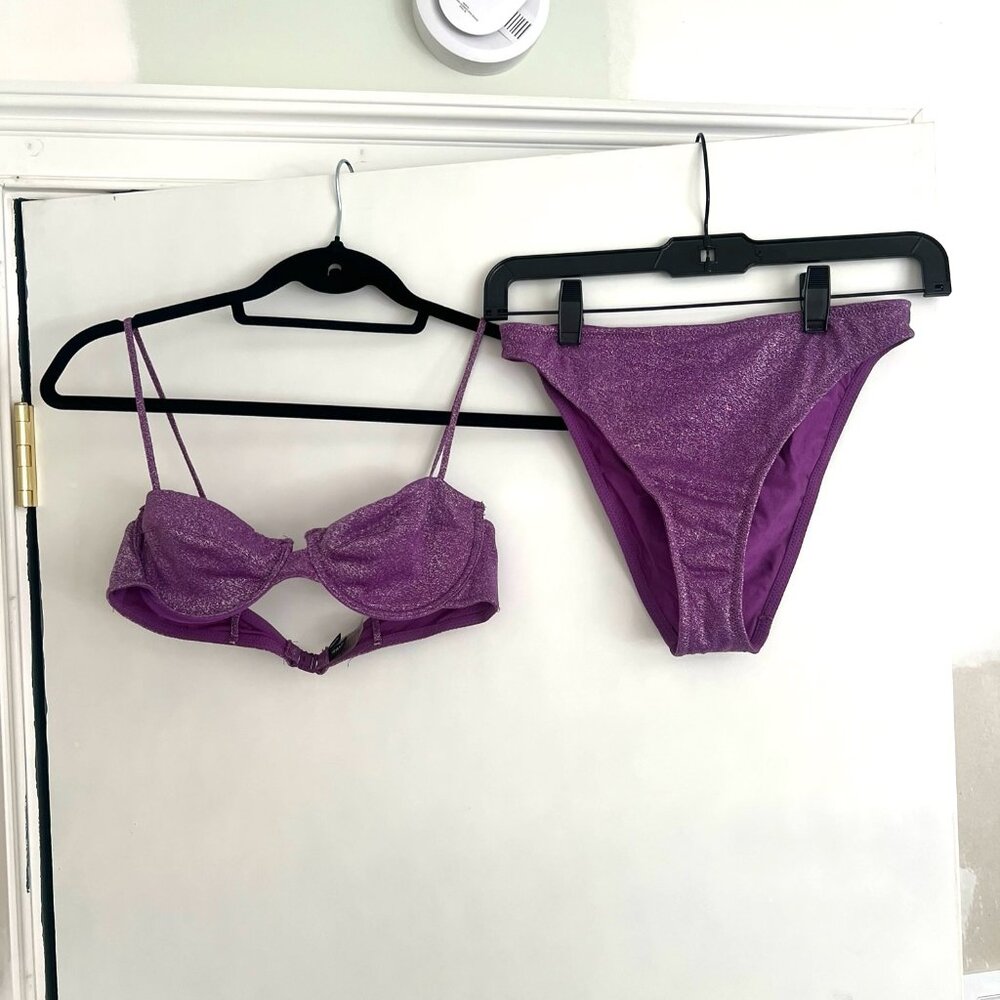 Triangl Swimwear Sparkly Purple Bikini (Size Medium)